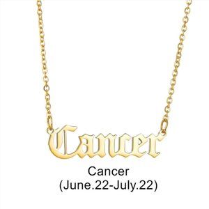 Cancer  Zodiac in Old English Font Astrology Star Sign Pendant Necklace